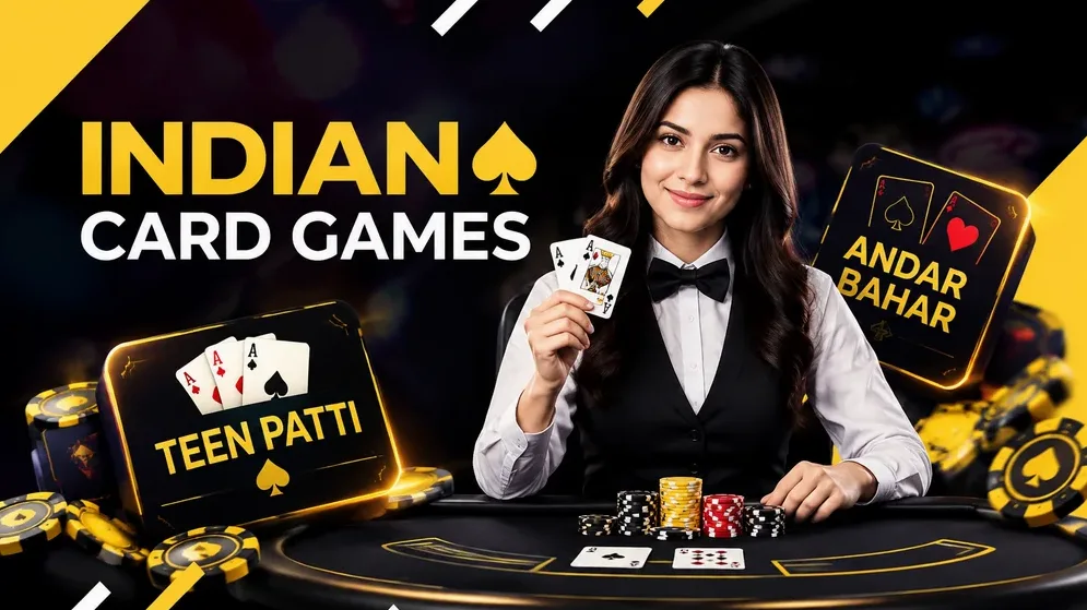 Live blackjack dealer at a table with chips and cards