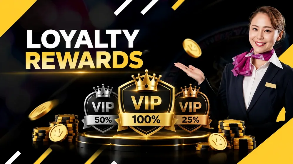 VIP tier badges with reward percentages displayed