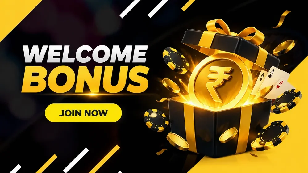 Welcome bonus card with rupee symbol